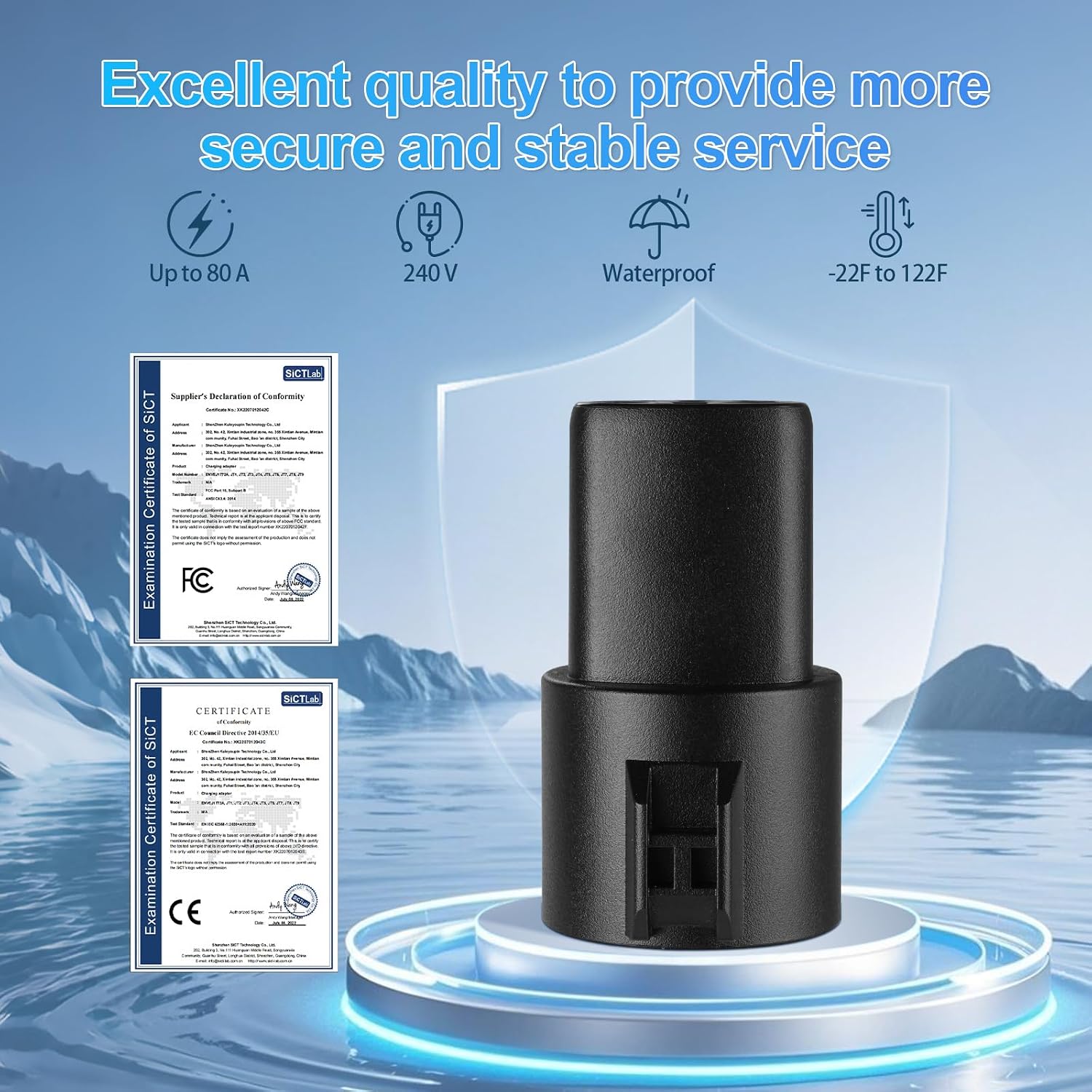 JUSTTOP J1772 Charging Adapter Competible with Tesla Model 3, Y, X, S, and Cybertruck, 80A/240V, Easy to Set Up