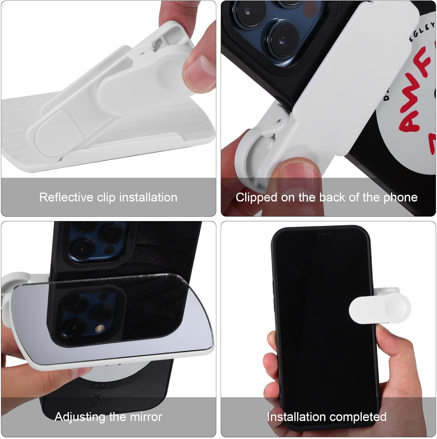 Gatuida 2pcs Adjustable Phone Mirror Reflection Clip Kit Mirror for Smartphone Photography Vlogging Design Cleaning Cloth for Mobile Phones