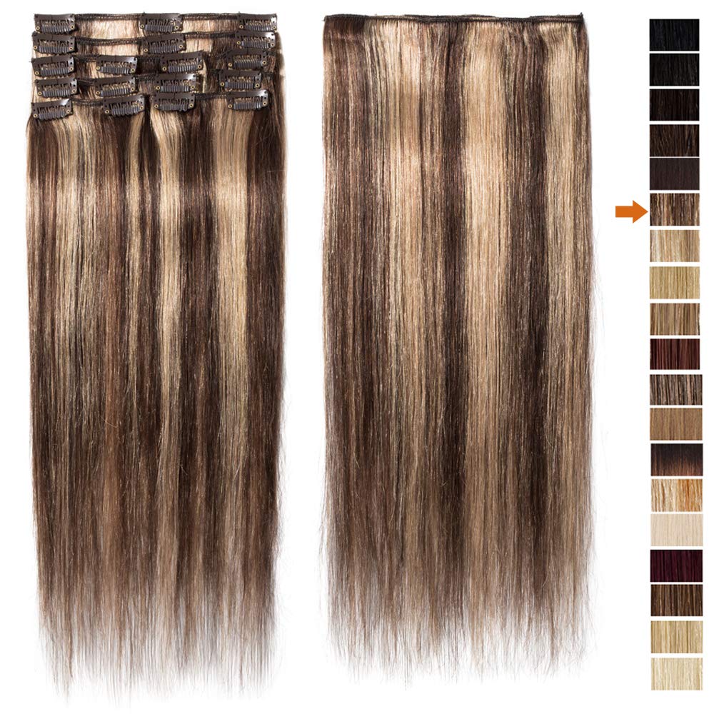 20 inches SEGO One Piece Hair Extensions Clip in Human Hair [#1B Natural Black] Real Remy Hairpieces for Women 3/4 Full Head Straight Invisible (50g) — view 96