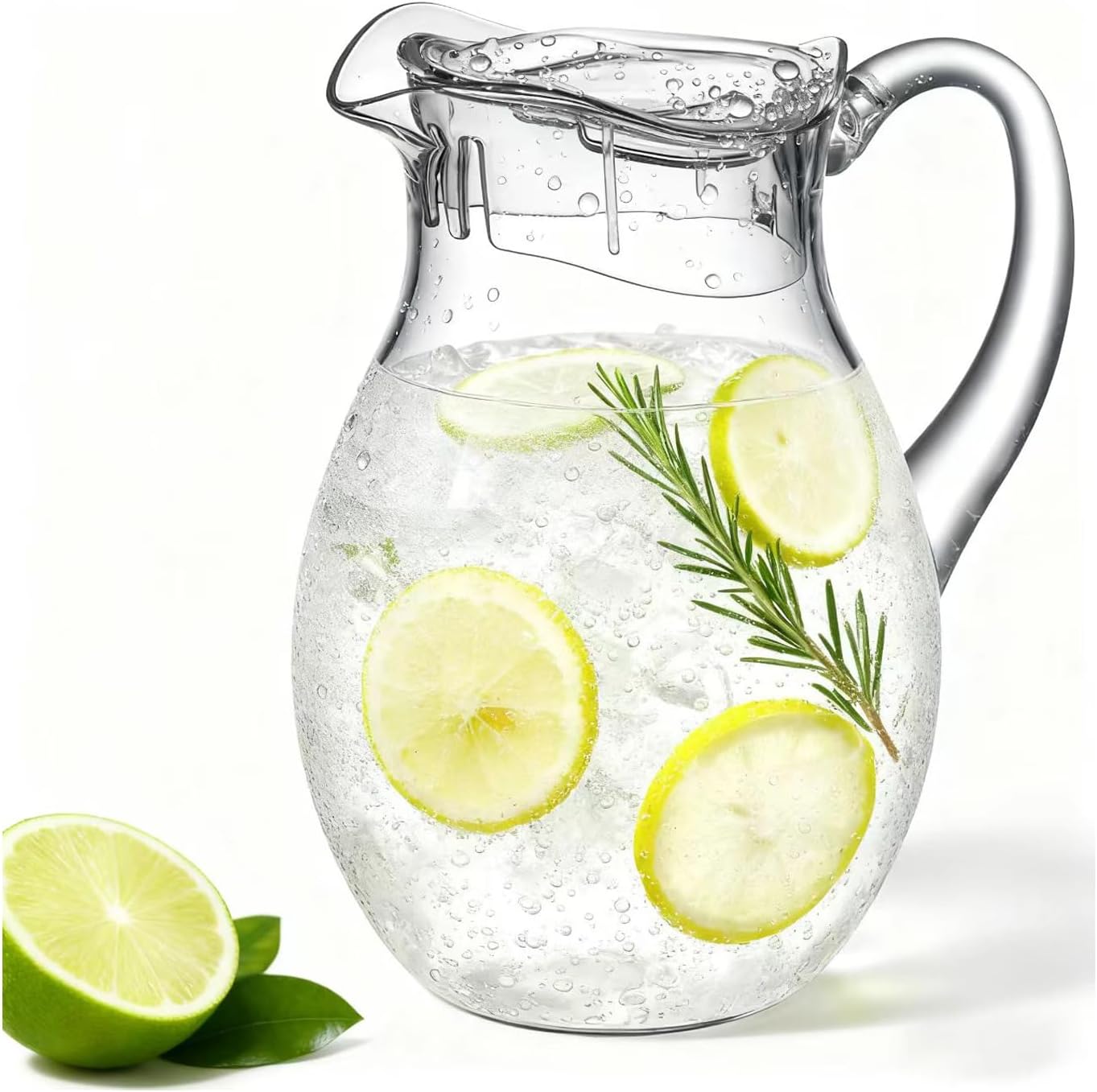 Clear Plastic Pitcher with Lid (72 oz), Unbreakable Water Pitcher with Handle, Fridge Jug, BPA-Free, Shatter-Proof, Great for Iced Tea, Sangria, Lemonade, Juice, Milk, and More