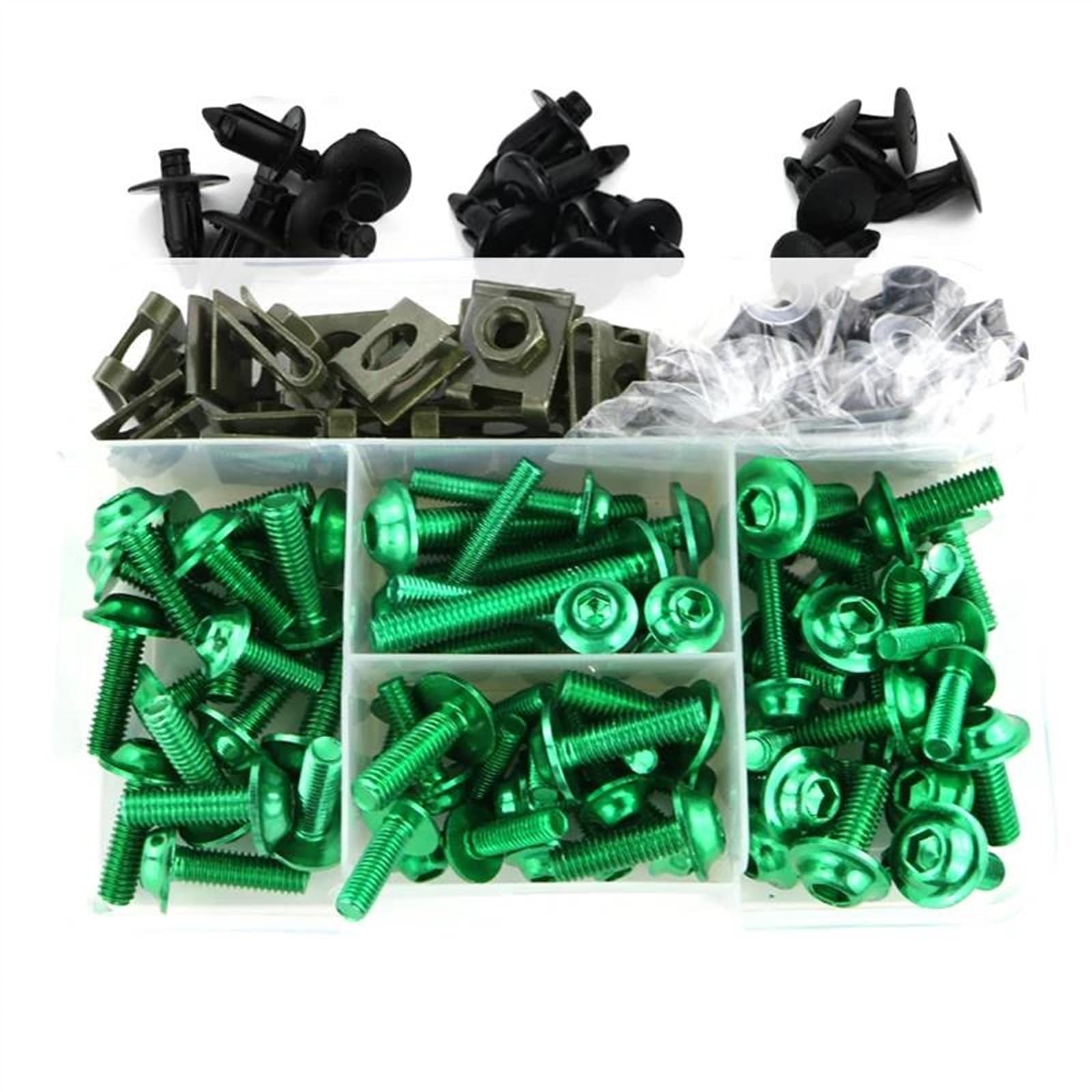 Motorcycle Custom Fairing Bolt Windscreen Screws Complete Kit For Ninja 250R 650R ER-6F ER-6N ZZR250 EX250 EX300 EX400(Green)