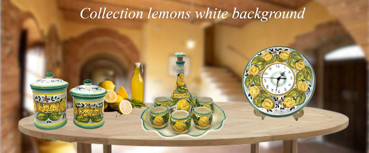 CERAMICHE D'ARTE PARRINI- Italian Ceramic Set Jars Kitchen Canister Containers Food Storage Salt and Sugar Hand Hand Painted Decorated Lemons Tuscan Made in ITALY Art Pottery