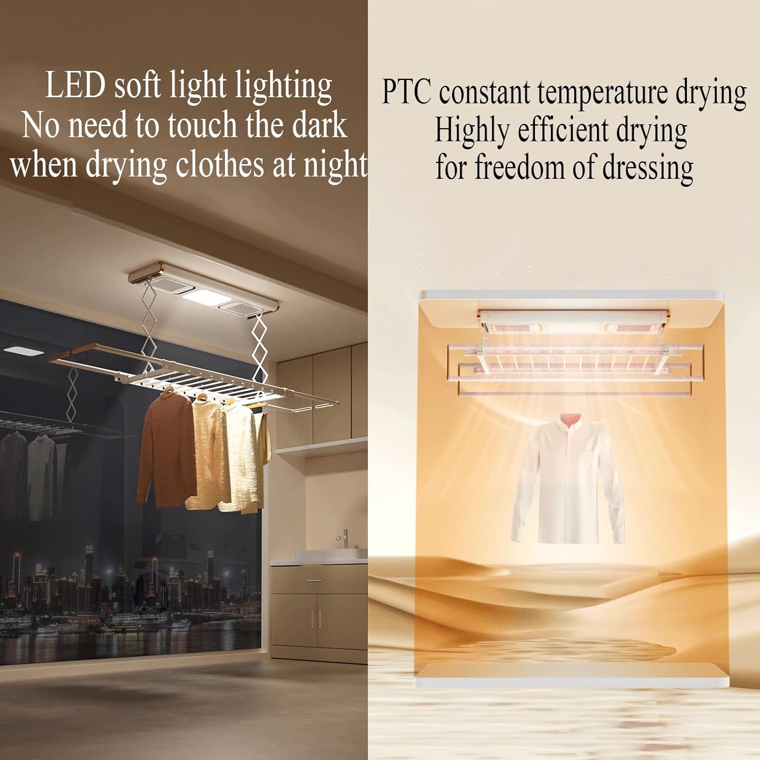 Folding Clothes Drying Rack Metal with Load of 35Kg, Towel Drying Rack Electric Lifting 130Cm, Ceiling Mounted Small Balcony Dryer Clothesline Suitable for Bathroom,