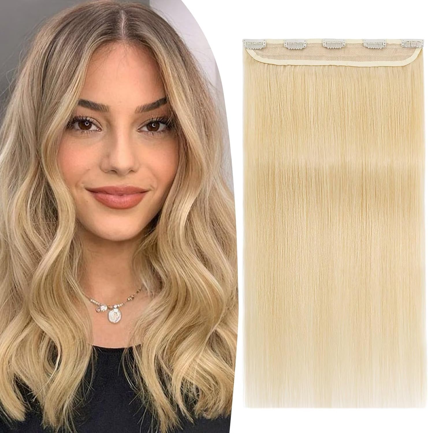 TESS Extension Capelli Veri Clip Biondo 35 cm, Extension Clip Capelli