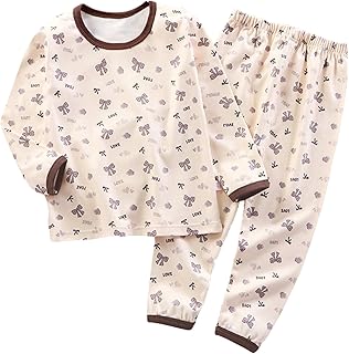 Conjunto de pijama para niños y niñas, de longitud completa, estampado de algodón, suave, transpirable, ropa de dormir para descansar, camiseta de manga larga y pantalones elásticos, ropa de dormir