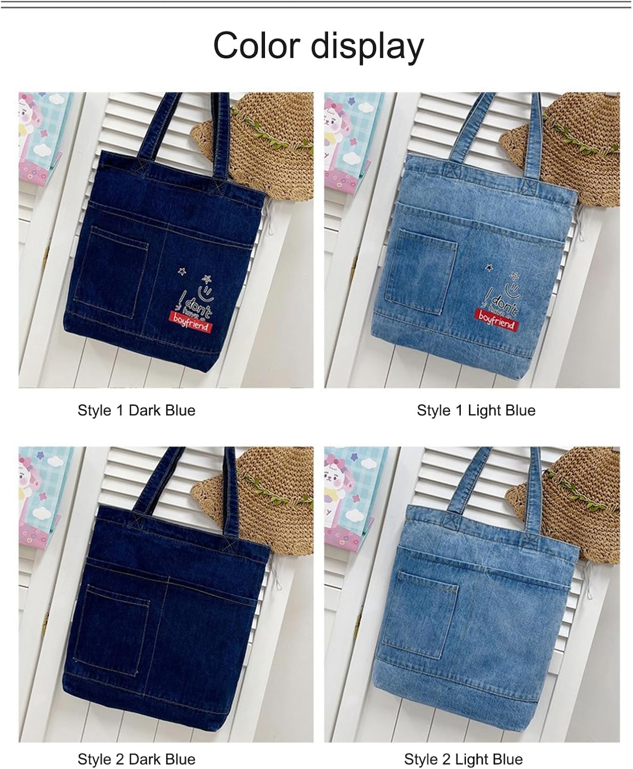 Women's denim wallet, casual handbag, crossbody shoulder bag, girl tote canvas bag - Image 6