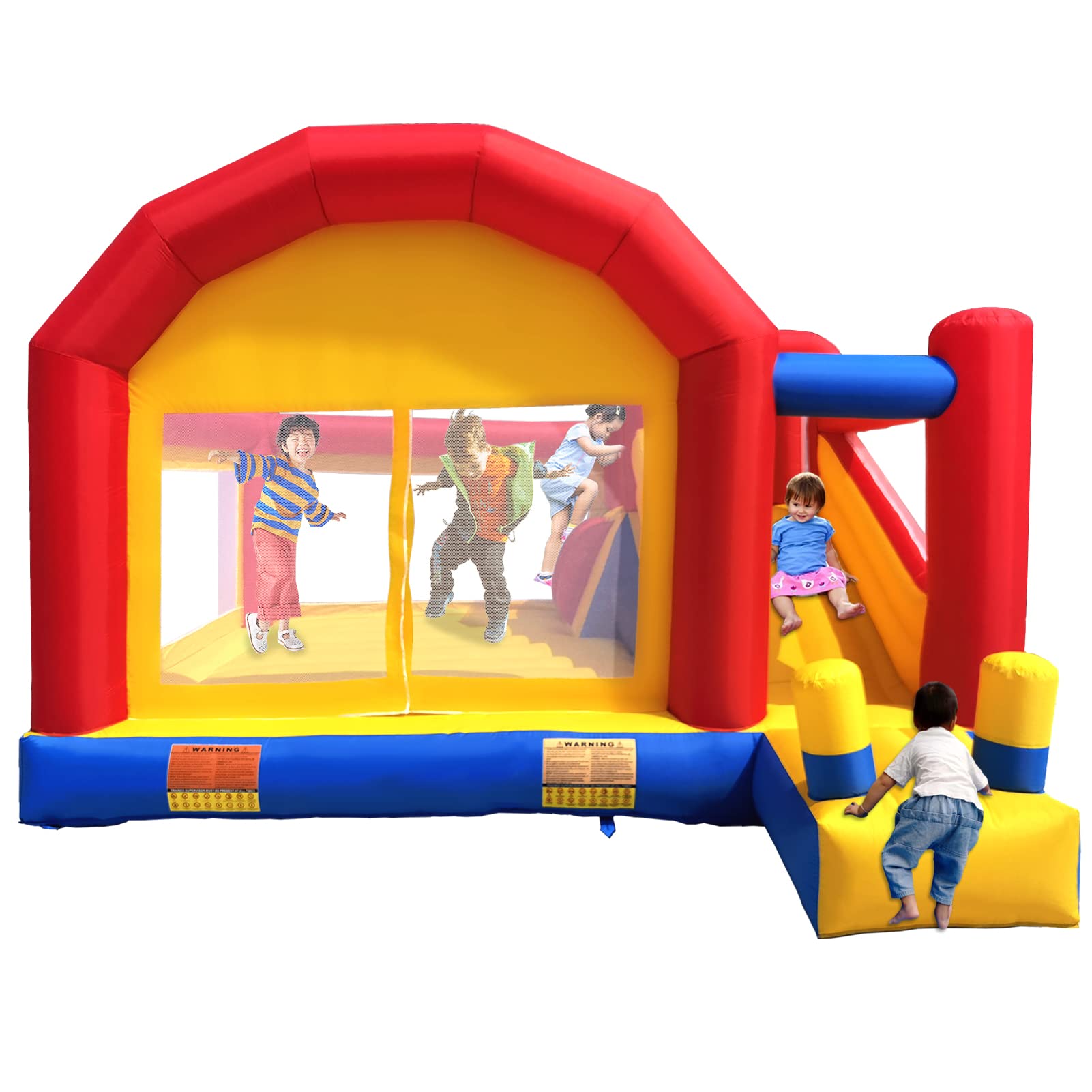 Ballsea Castillo Inflable XXL - Gran Castillo Hinchable con trampolín, tobogán y Pared de Escalada (sin soplador)