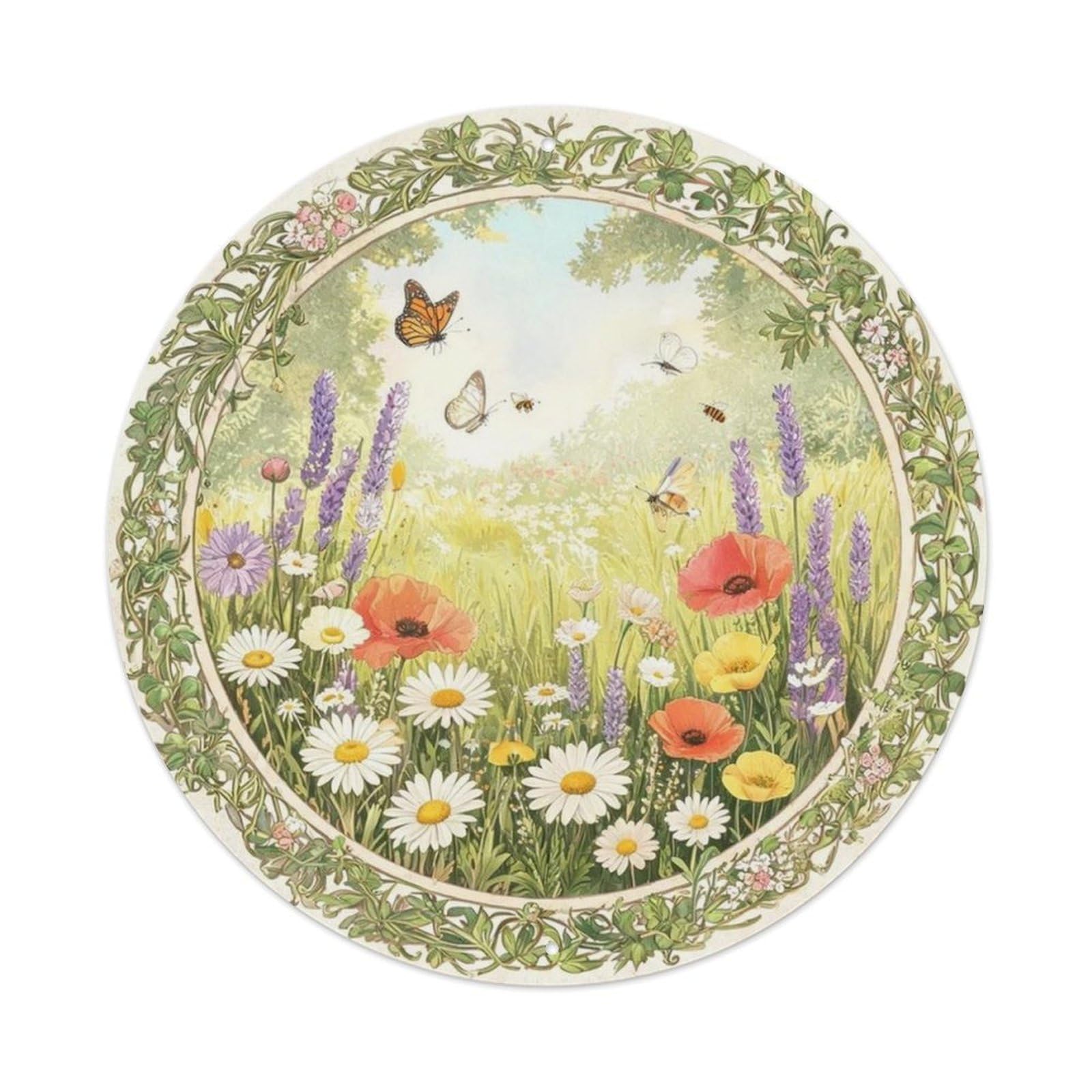 Vintage Wildflower Meadow Metal Tin Sign Plaque