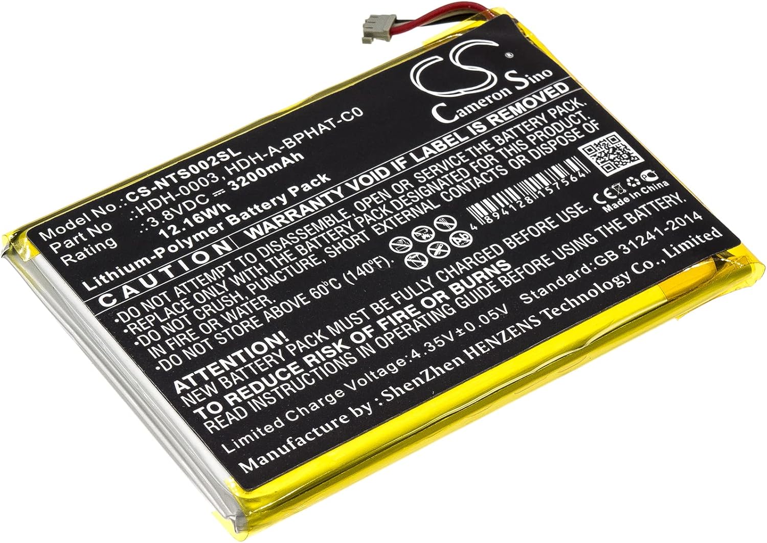 Cameron Sino Battery for Nintendo HDH-001, HDH-002, Switch Lite, Switch Lite NS PN:Nintendo HDH-003, HDH-A-BPHAT-C0 3200mAh / 12.16Wh