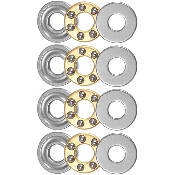 QUARKZMAN 4 pieces ball bearings F3-8M axial bearing 3 mm x 8 mm x 3.5 mm brass with washers ABEC3