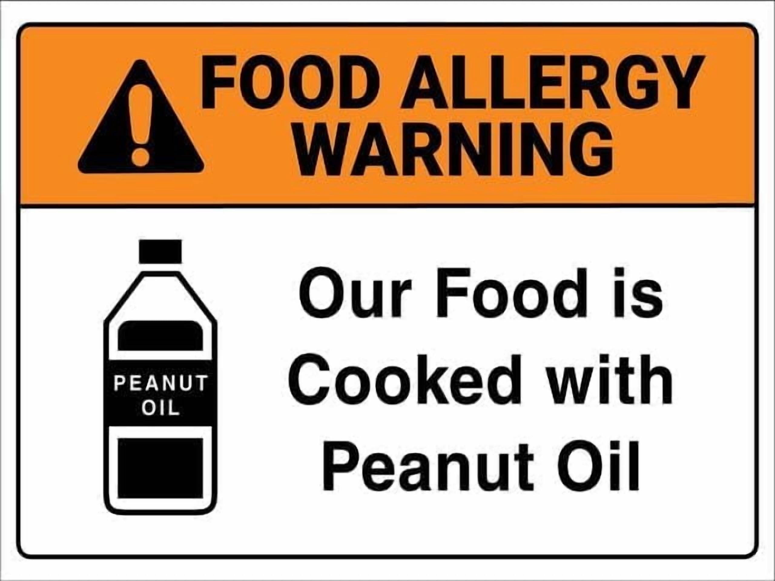 (2-Pack) Metal Tin Sign Food Allergy Warning Peanut Oil Sign 12"X8" Rust Free,Indoor & Outdoor Use For Fence And Yard