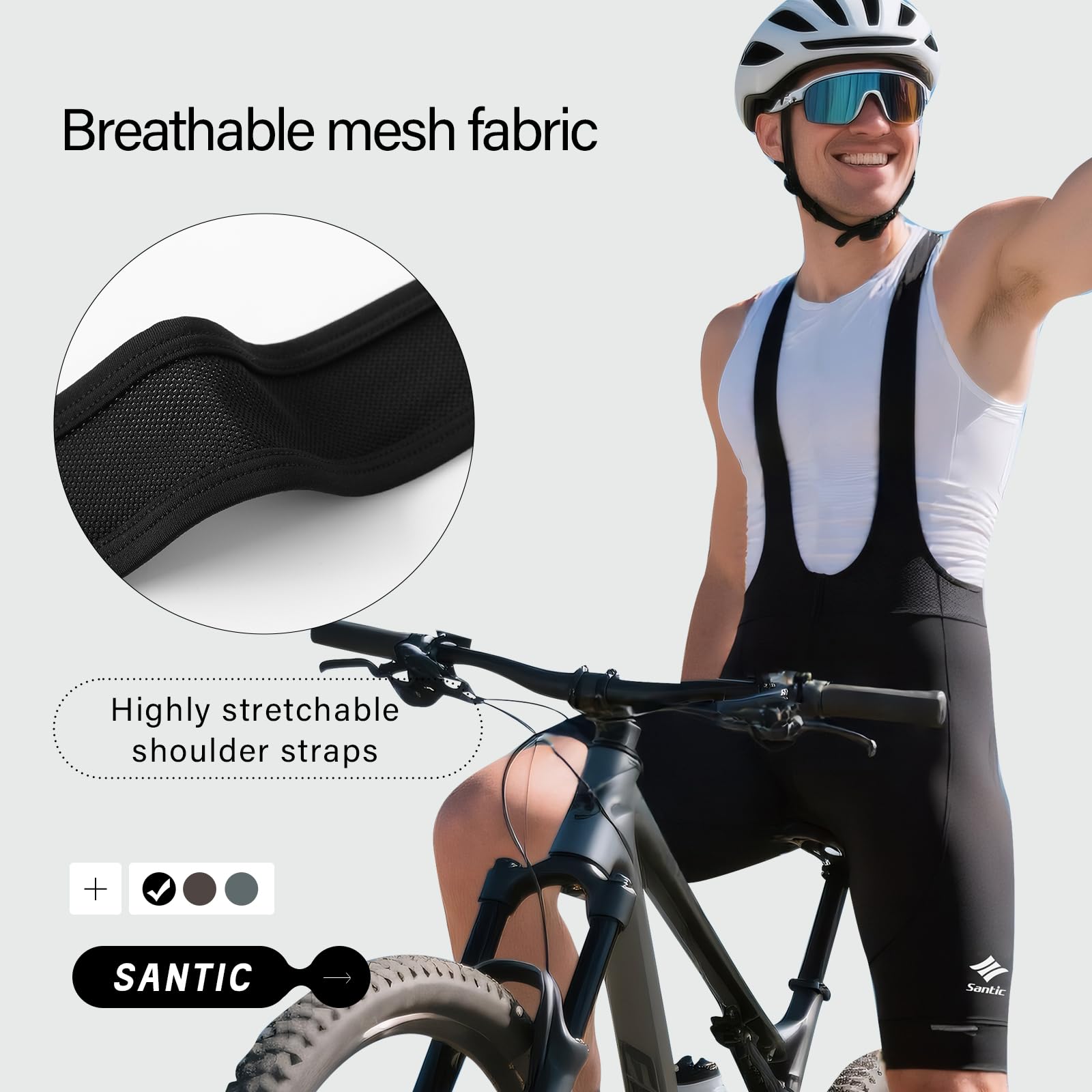 Santic Culotte Ciclismo Hombre Culote MTB Pantalones Cortos Acolchado