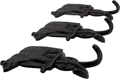 Miniatura 3 de Wowser Ganchos rústicos de doble pared de hierro fundido, juego de 3, 5.25 pulgadas