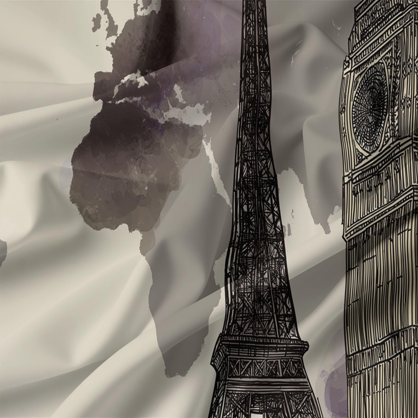 Juego de funda de edredón doble con diseño de Torre Eiffel en acuarela