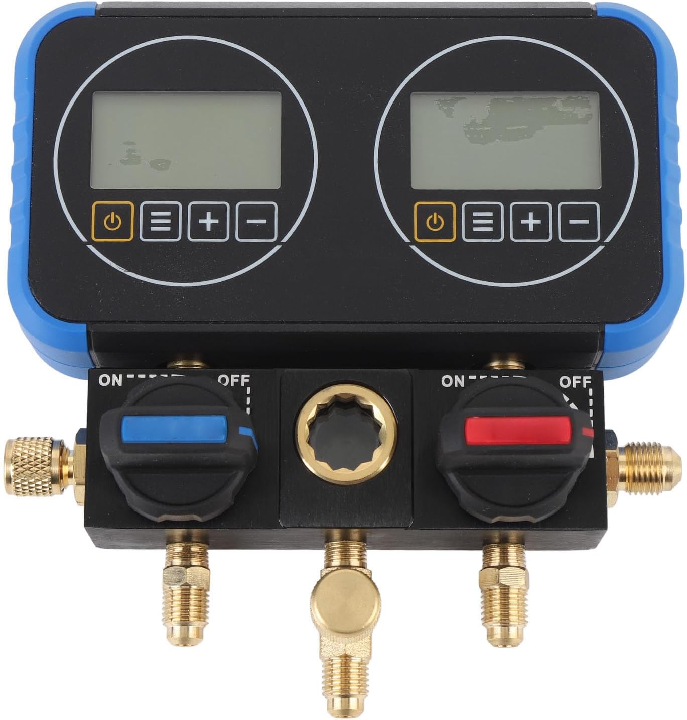Luocute Digital Manifold Gauges, Efficient Ball Valve, Impact Proof Design, Folding Hook, Enhanced Visibility, Compatible with R22, R32, R134A, R290, R404A Refrigerant
