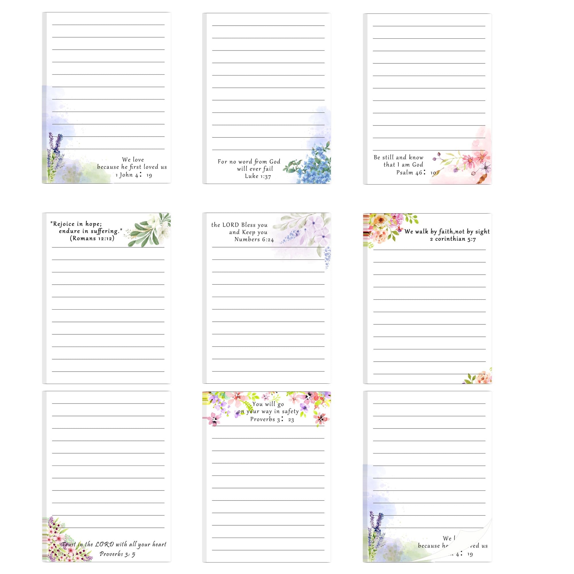 Photo 1 of 320 Sheet Wildflower Sticky Notes Positive Bible Flower Self Stick Notepads 4x5.5 Inch-8 Pads Aesthetic Sticky Notes Set Bible Verse Scripture Tabs Note Pads for School Office Home