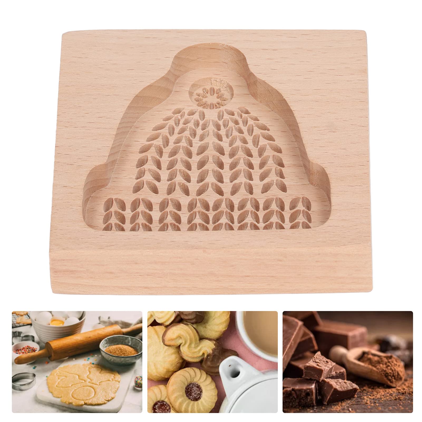 Keksausstecher, Plätzchenformen aus Holz, Kekse, Plätzchenform, geschnitzter Plätzchenausstecher, Lebkuchen-Keks-Pressstempel, Prägeform in Form einer Weihnachtsmütze