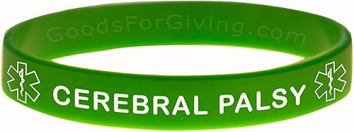 Pulsera de identificación de parálisis cerebral - Verde - 8 pulgadas - Estándar