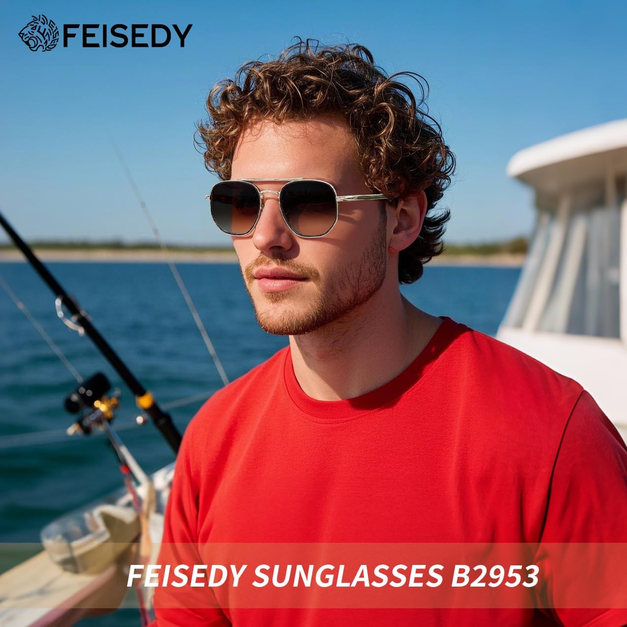 FEISEDY Sunglasses Aviator Men Women 70s Sun Glasses Square Frame UV400 Protection B2953 - Image 3