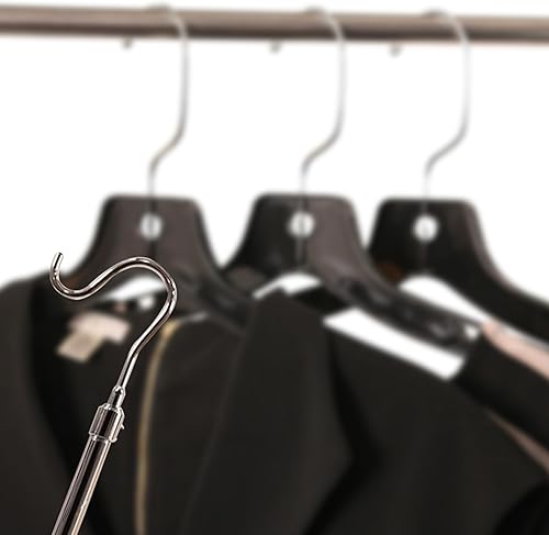 Miniatura 4 de SSWBasics Gancho cromado para ropa, poste de gancho cromado duradero, gancho ajustable de alto alcance para ropa, poste de gancho de metal