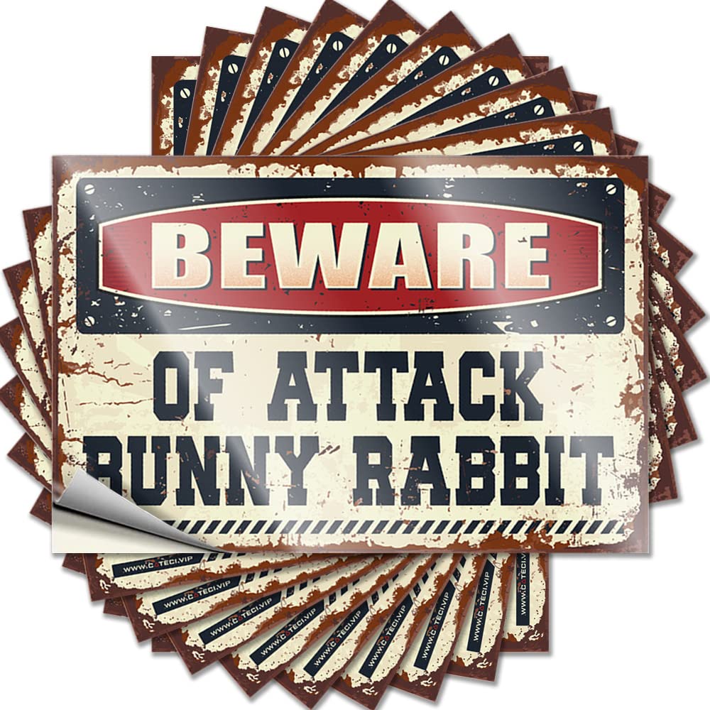 Stickers Aesthetic Custom Stickers, Sweet Waterproof Beware of Attack Bunny Rabbit for Hydro Flask | Spicy Vinyl Decals for Car Holiday Gift(12X18CM)