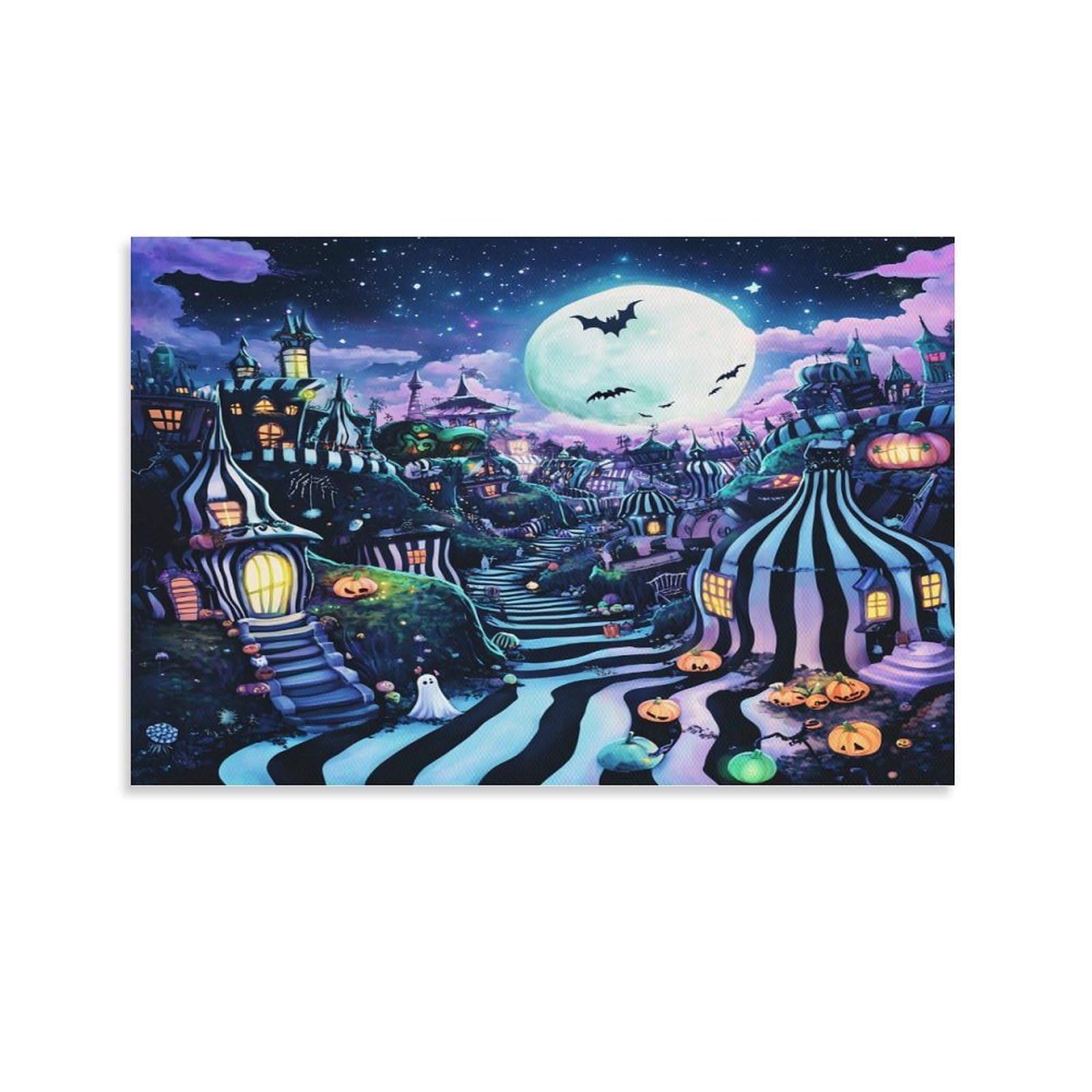 Village d'Halloween Murale Toile : Peintures Impression Affiche Salon - 6