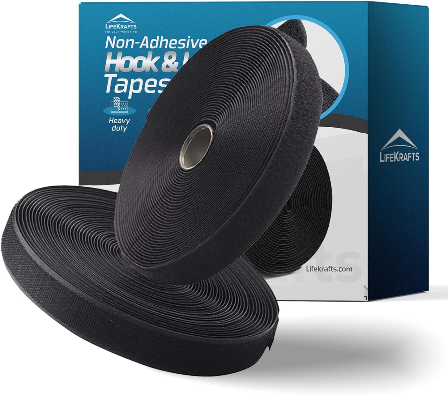 Non Adhesive Hook Tape & Non Adhesive Loop Tape - Fabric Fastener Interlocking Tape for Sewing, Tailoring, DIY Crafts, Clothes, Shoes, Bags & Home Use (5M x 25mm, Black)