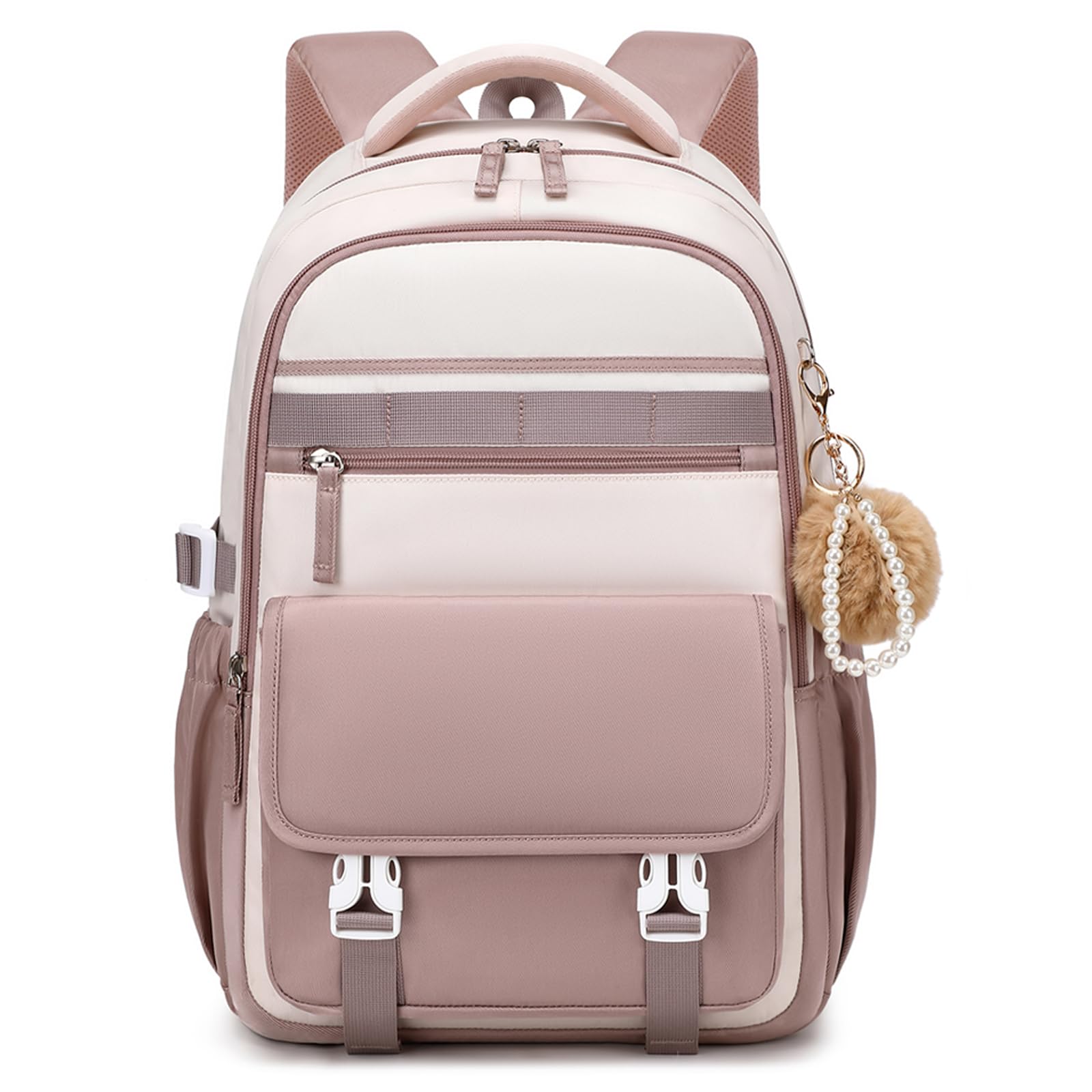 Backpack for Girls, School Backpack for Teens Girls Women, 15.6 Inch Laptop Bag, Cute Kids Bookbag for School, Casual Daypack for Elementary Middle College Work Travel Airport, Khaki Beige
