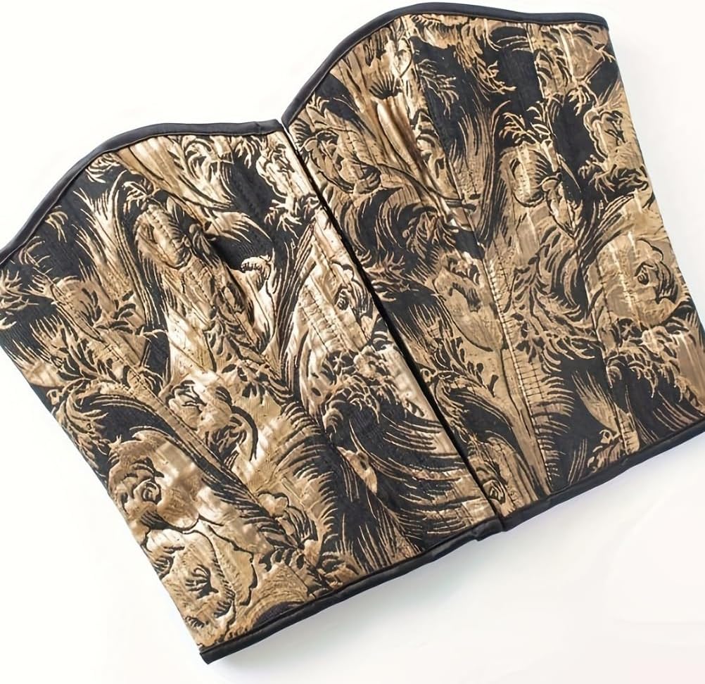 SHYMMUO Black Gold Corset Tops for Women Renaissance Bustier Vintage Lace Up Steampunk Gothic Corset Top Halloween Costume - Image 4