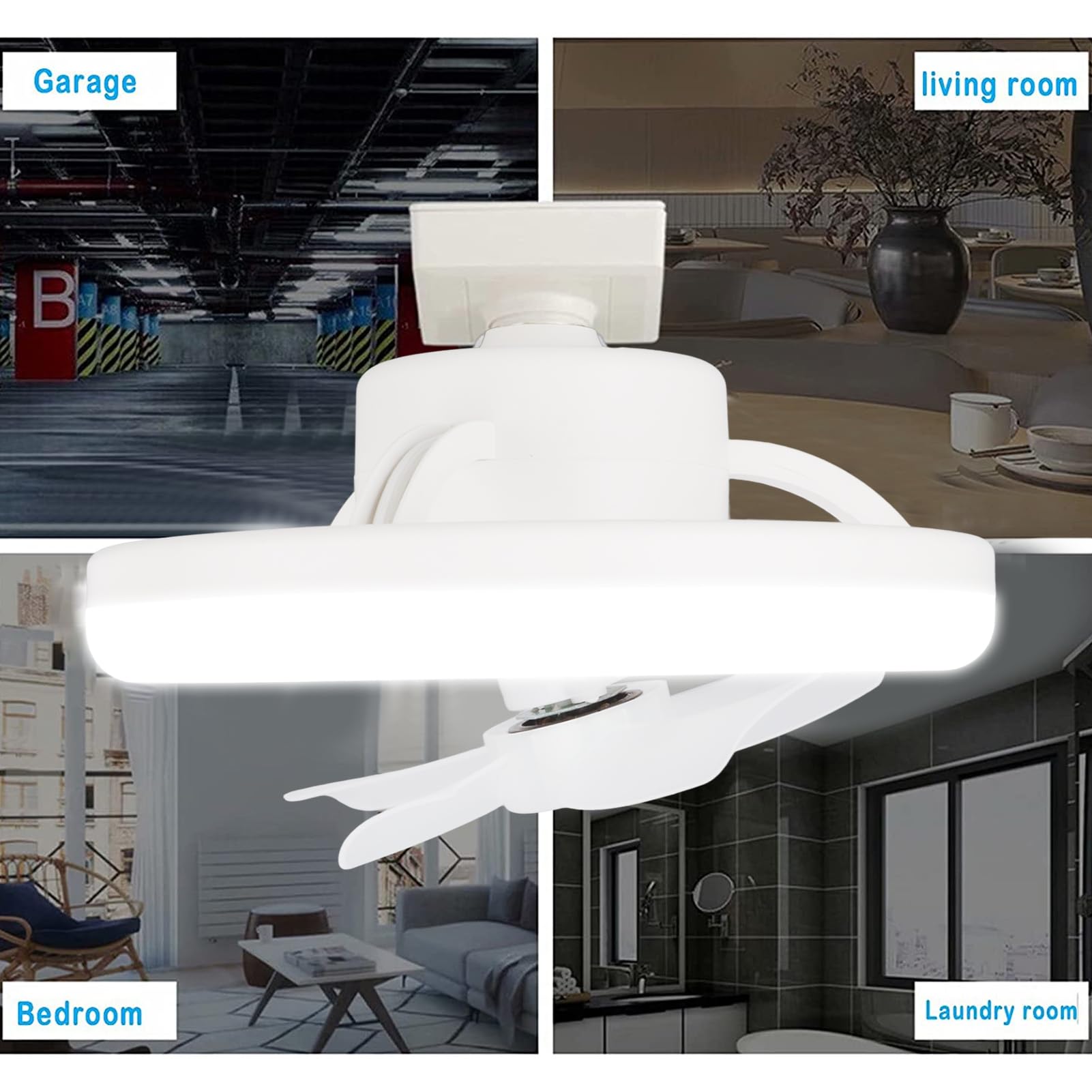 Fabater Ventilatore Da Soffitto Con Luce E Telecomando, Ventilatore A Dimterabile LED 3000K-6500K, Ventola Di Raffreddament E27, Piccolo Vengitore Da Soffitto per/Bagno/Lavanderia