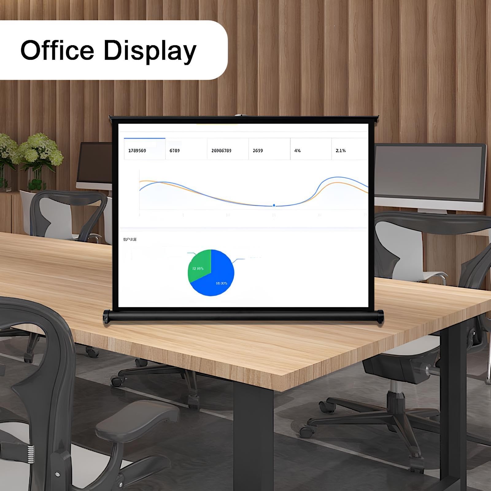 Ecran de Projection Portable sur Pied 30/40/50 Pouces, 4K HD Éecran Videoprojecteur de Table pour Intérieur Extérieur(30inch (4:3))