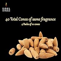 Vista 5 de Soul Sticks Conos de incienso de reflujo – 40 conos orgánicos hechos a mano para quemador de cascada Paquete de 4 aromas aromáticos de larga