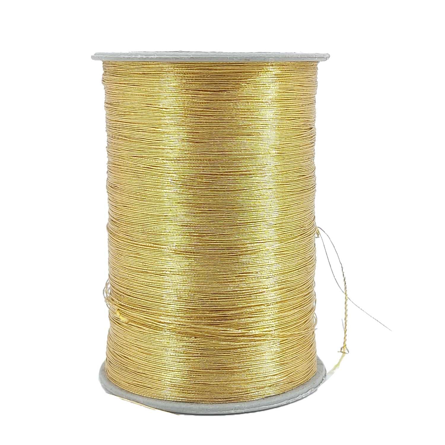 Zari Metallic Threads 0.1 MM (1 Roll) Gold Color with Light Copper Tint for Aari Work Embroidery Sewing Garment Needlework Crafts-picture-20