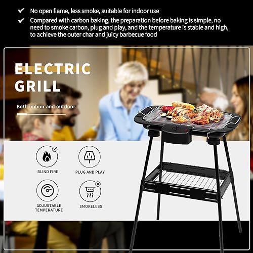 Miniatura 7 de Parrilla eléctrica para cocinar al aire libre, barbacoa sin humo, parrilla portátil extraíble (actualización YD301)