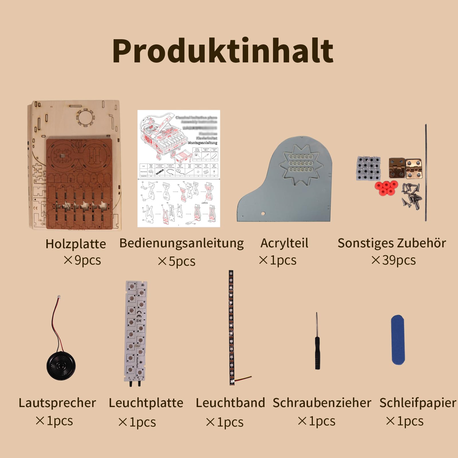Music Park 3D Puzzle Erwachsene Spielbar Klavier You Are My Sunshine Modellbausatz Holzpuzzle Hobbies Geburtstags Weihnachten Geschenke Für Frauen 14+