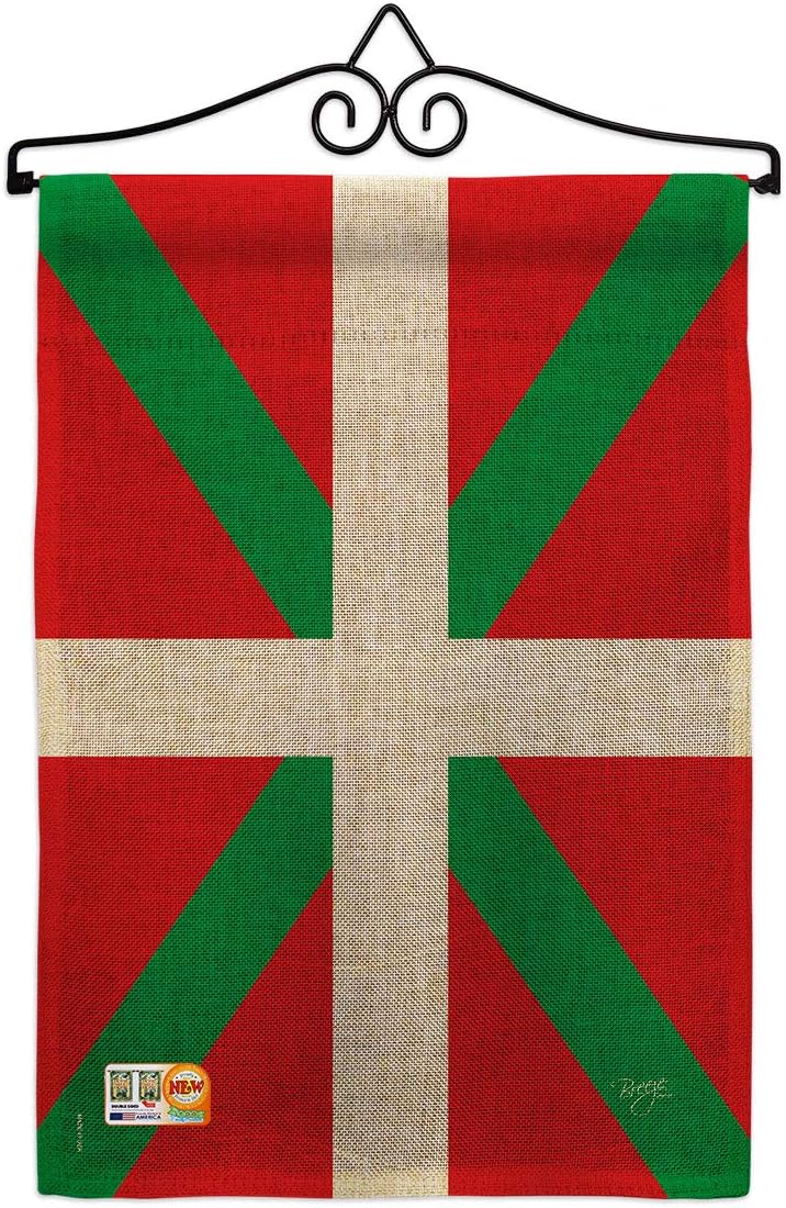 Basque Country Burlap Garden Flag Regional Nationality Nation International World Particular Area Small Decorative Gift Yard House Banner Double-Sided Made In USA 13 X 18.5