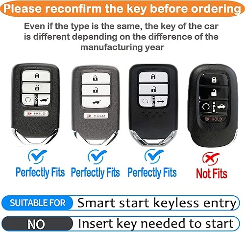 Miniatura 2 de Bqepe Funda para llavero Honda, compatible con llave remota inteligente, Honda Accord Civic CRV Pilot Odyssey Passport, funda inteligente (negro)