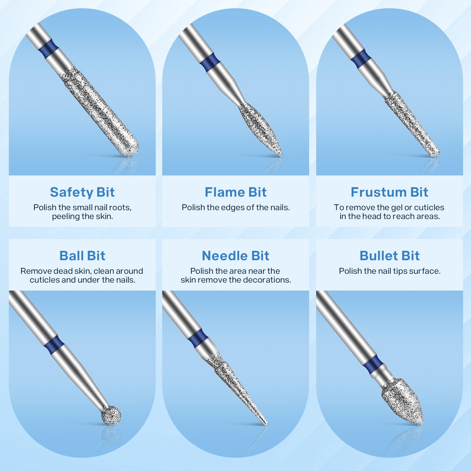 MAQUITA 13 pezzi punta levigatrice unghie professionale - 3/32" punte per unghie Set carburo, ceramica e tungsteno, adatto alla maggior parte delle levigatrici per unghie, per manicure e pedicure