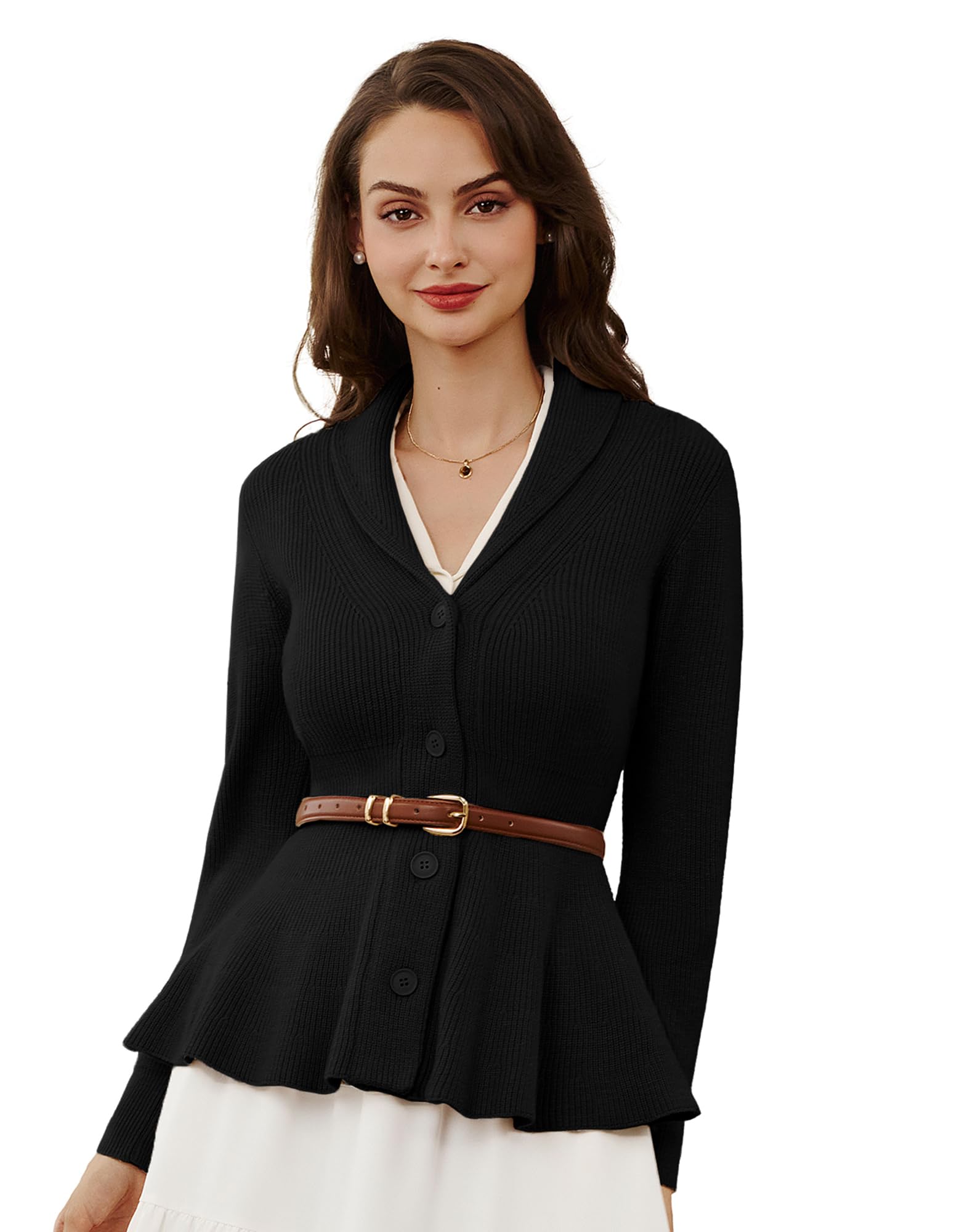 Belle Poque Cardigan décontracté à manches longues boutonné pour femme