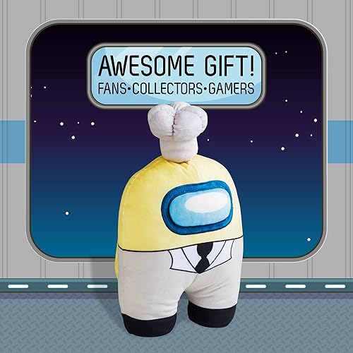 Miniatura 6 de P.M.I. Muñeco de peluche de Among Us  Compañero de tripulación amarillo con sombrero de chef, 8 pulgadas, coleccionable de Among Us, juguetes