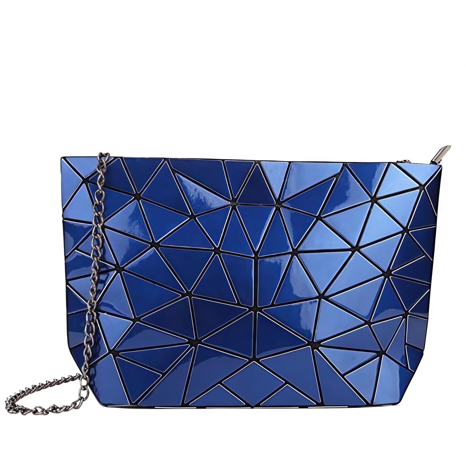 Ulalaza Geometric Lattice Luminous Purse Chain Crossbody Clutch Purses Tote Handbags Holographic for Women