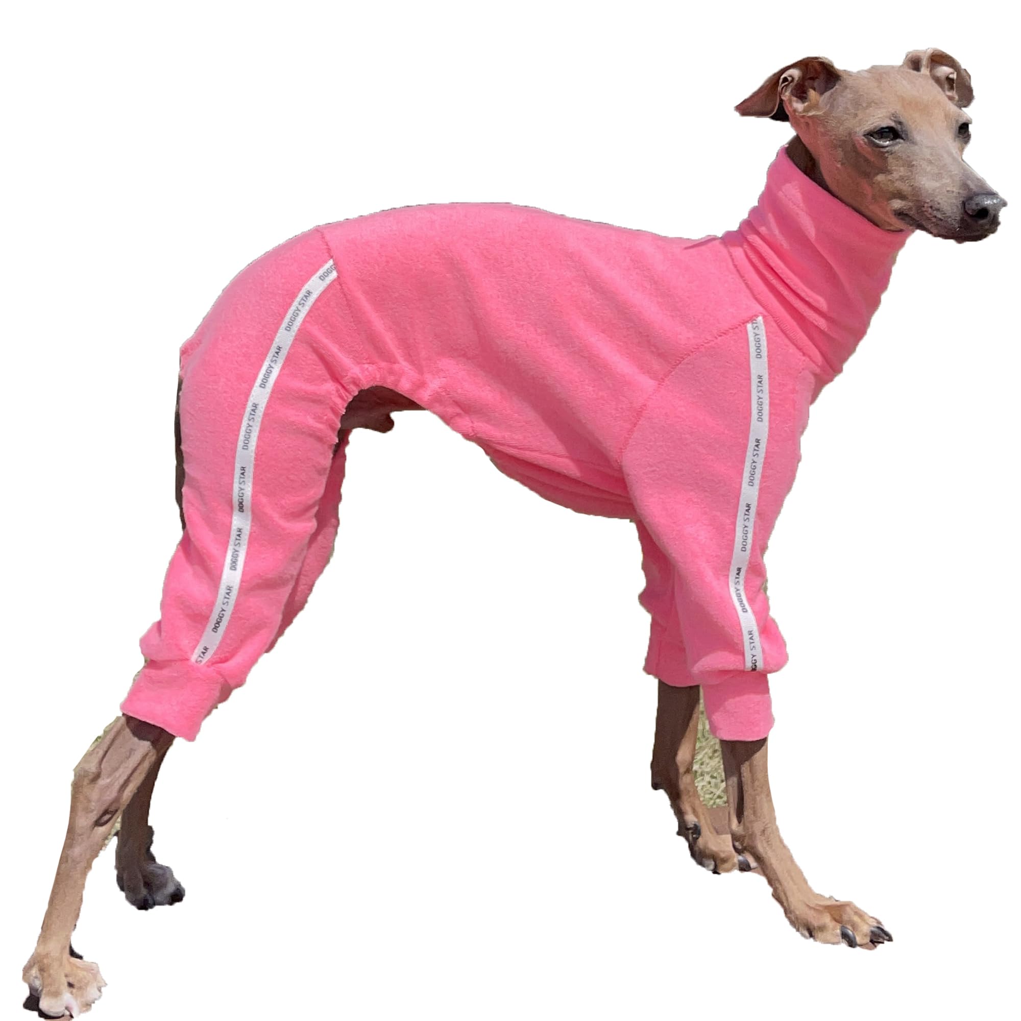 D Doggy Star Italian Greyhound Clothes Stretchy Towel Sports Onesie Outfit Whippet for Dog Coat (3XL,TWL NeonPink) โ image 1