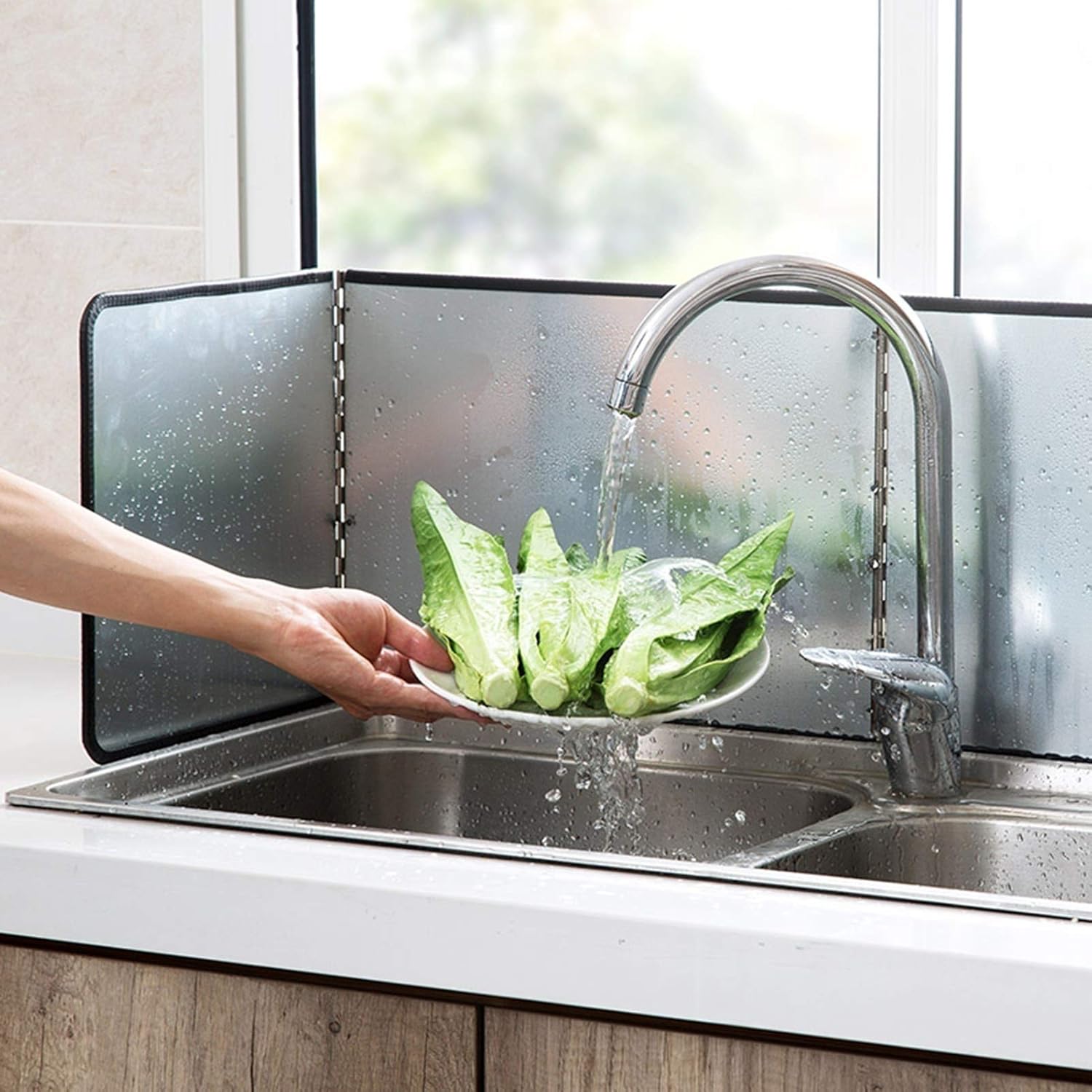 Kitchen Anti Splatter Shield Guard, Splatter Guard for Cooking, Sink Splash Guard, 3/4-Sided Splatter Guard for Stove Top and Frying Pan, Foldable Oil Splatter Screen Board,30 * 29 * 39cm