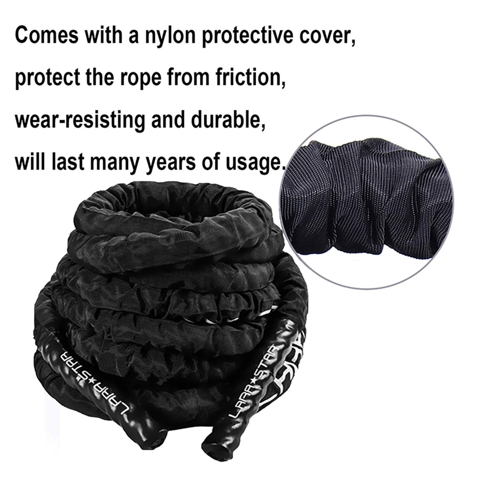 Battle Rope Hua Outdoor-Sport-Kampf-Seil 38mm 15m, Männliches Und Weibliches Umfassendes Physisches Kampfseil, Fitnessseil, Krafttrainingseil, Mit Rutschfester Griff