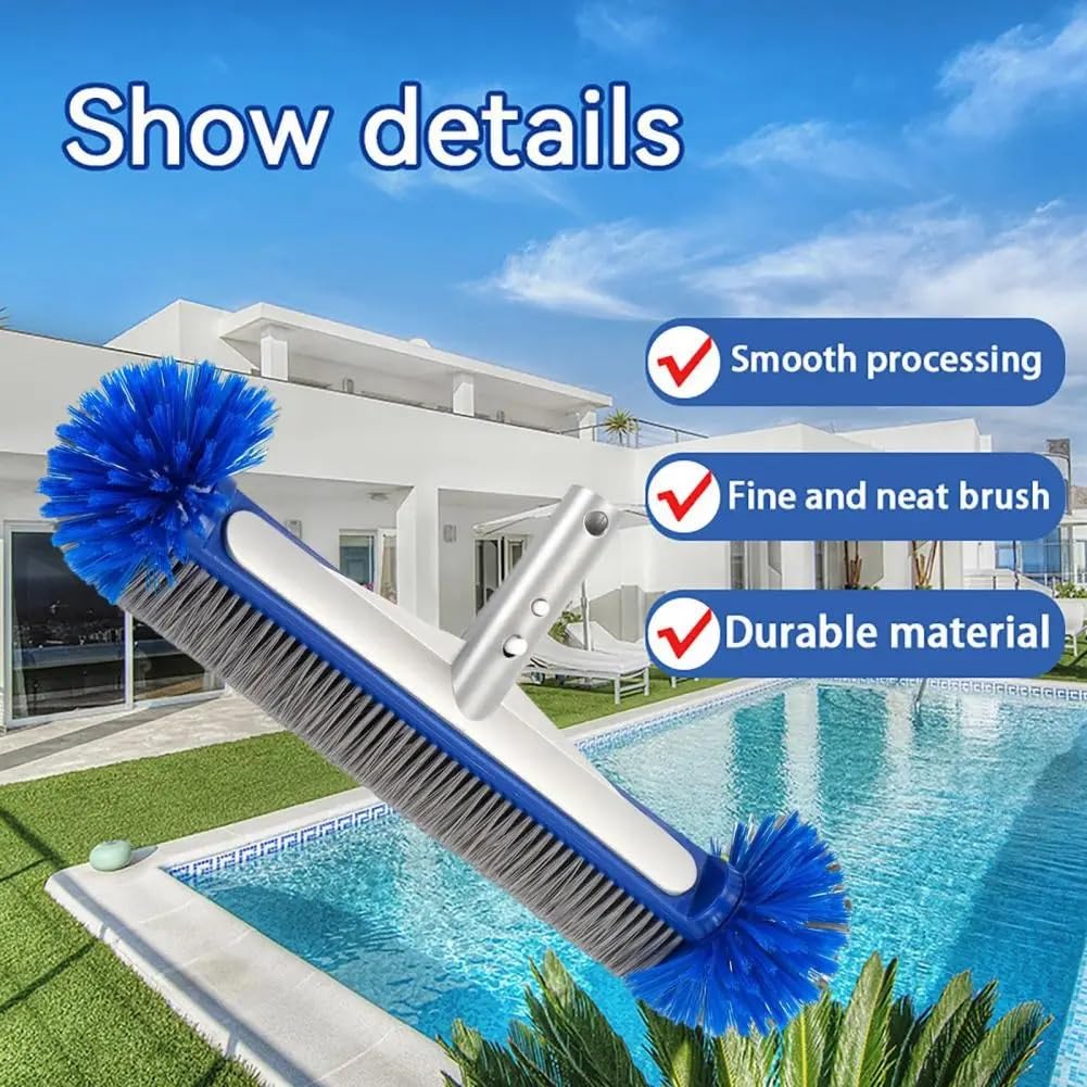 Kit d'entretien aspirateur Piscine Tête de Brosse de Piscine de 18 Pouces avec Brosse de Nettoyage d'angle Brosse à récurer pour Carreaux de Piscine à Poils Semi-sphériques