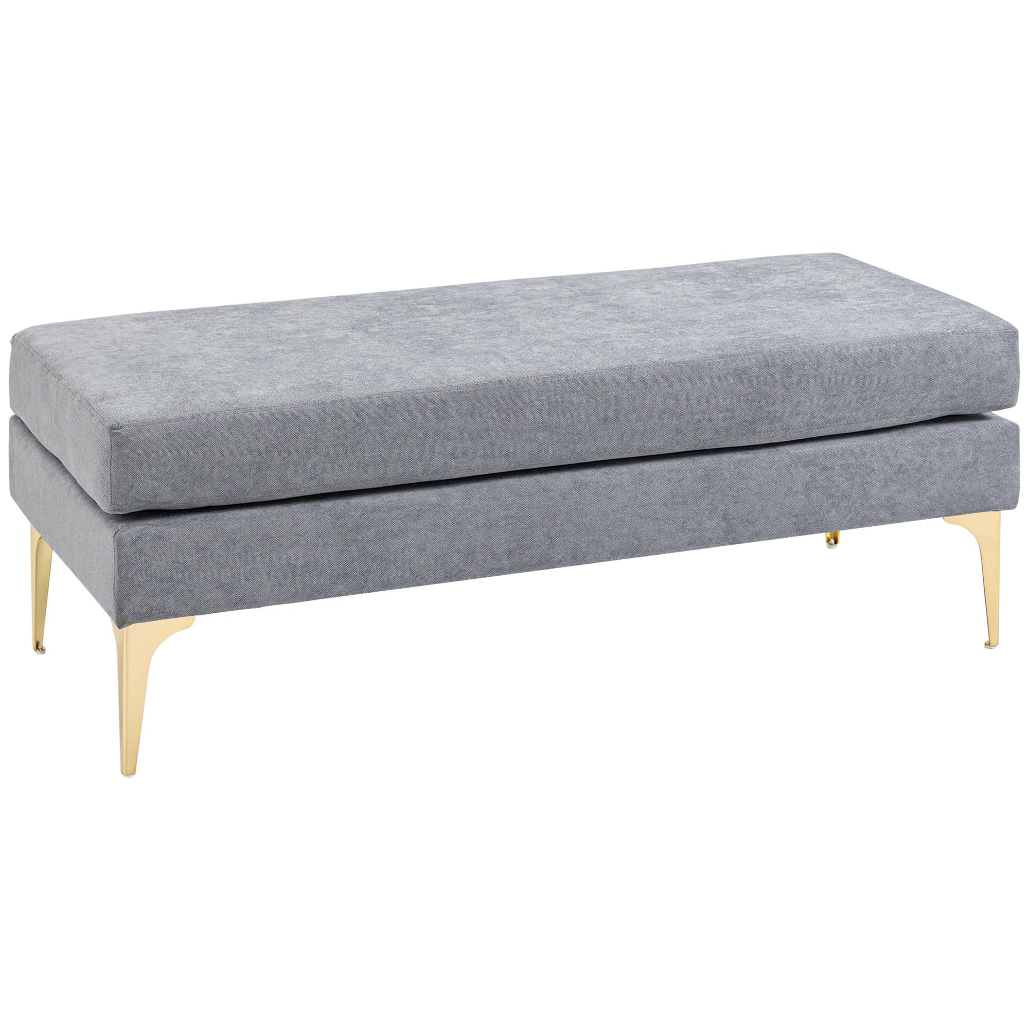 HOMCOM Banc Bout de lit Banquette Banc d'entrée Coussins d'assise Double Pieds en Acier Design Moderne Grande capacité de Charge 120 Kg 121 x 50,5 x 46,5 cm Gris Clair