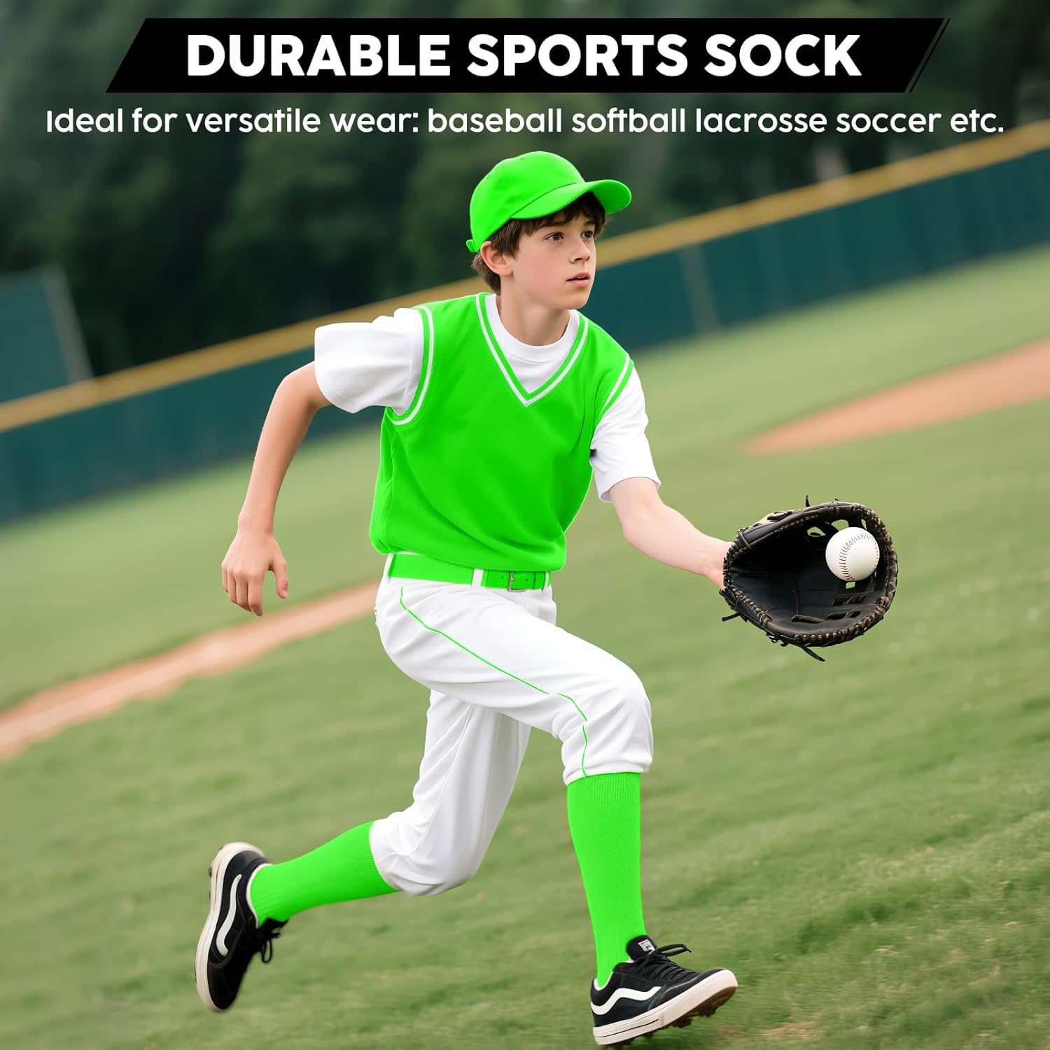 JASGOOD Baseball Socks and Belt Combo for Youth Adult Softball Socks and Elastic Belt for Boys Girls - Image 7