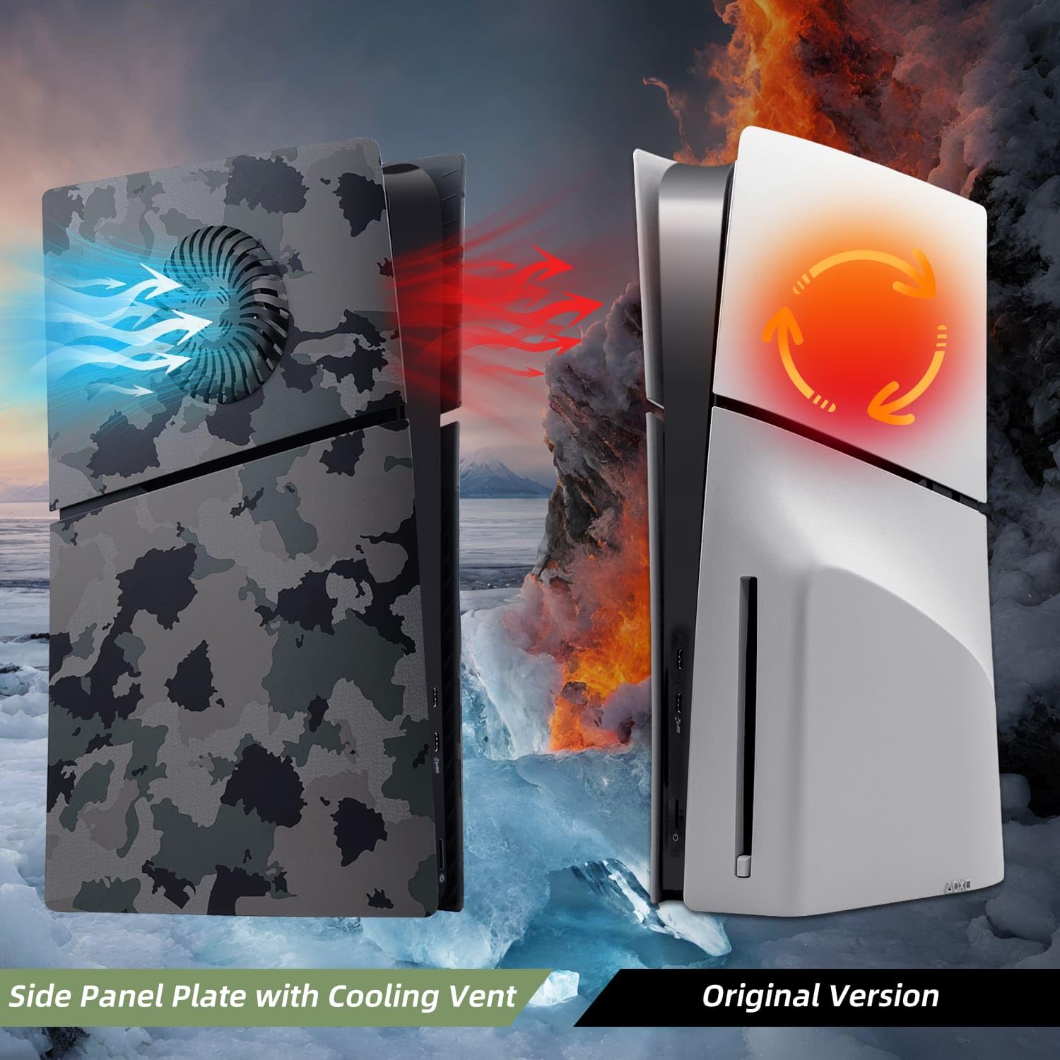 Mcbazel PS5 Slim Faceplate Piastra di Ricambio Placche per Pannello Laterale Rigido Copertura di Ricambio in ABS Accessori con Ventilazione per PlayStation 5 Slim Digital(Not for PS5/PS5 Pro)