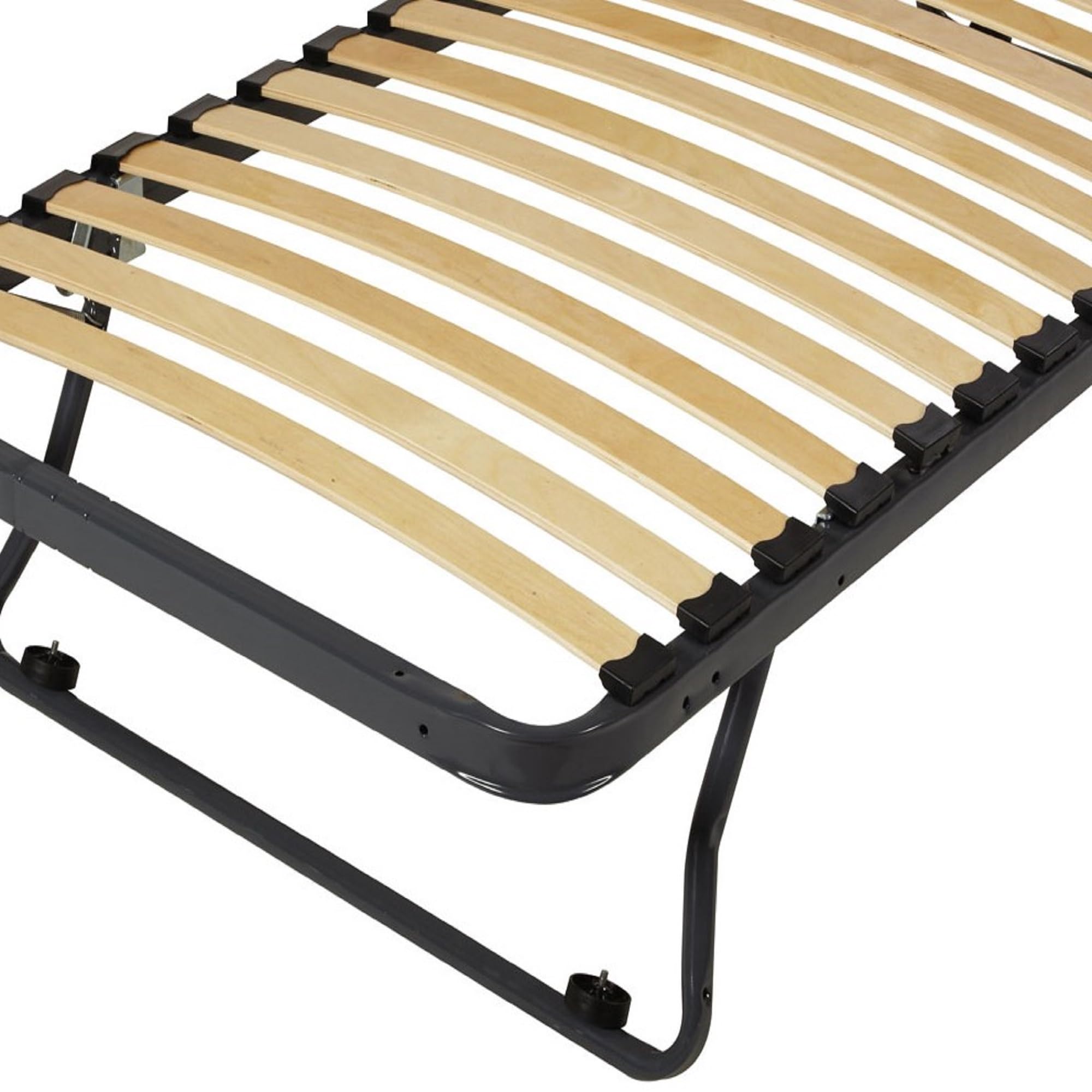 EBAC Literie Ensemble lit gigogne métal 90x190-20 Lattes Bois - Gain de Place - Made in France