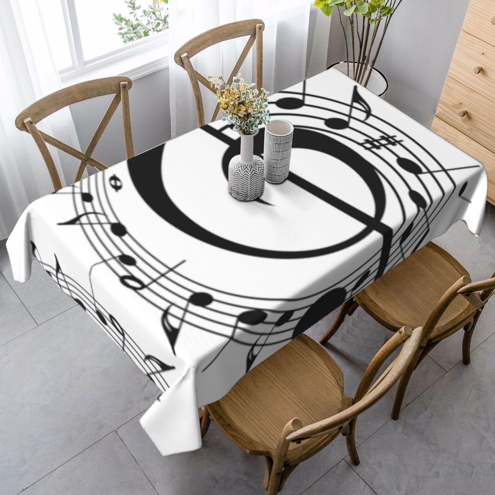 yagDAA Music12 Print Rectangle Tablecloth Table Cover Indoor Outdoor Dining Room Kitchen Table Cloth 140x90cm